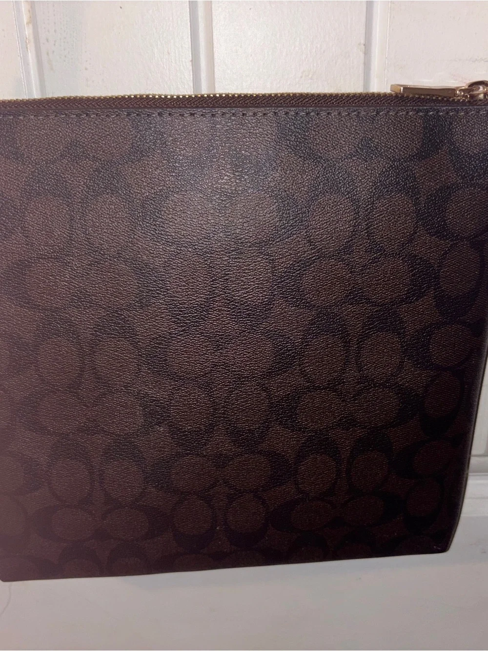 Coach Brown Signature Crossbody with Red Trim